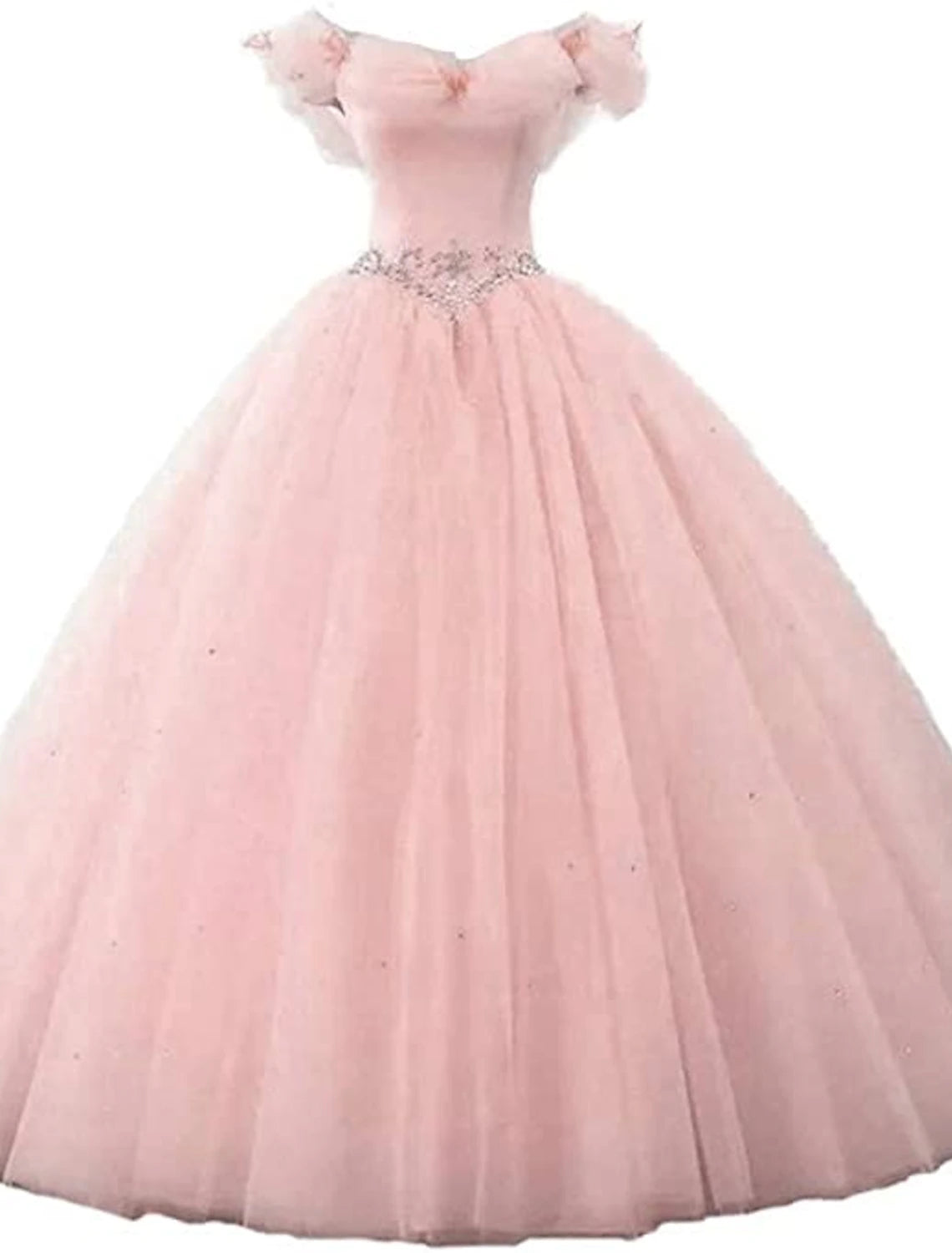 Wholesale Ball Gown Prom Dresses Princess Dress Graduation Quinceanera Floor Length Sleeveless Off Shoulder Tulle with Pearls Beading Butterfly